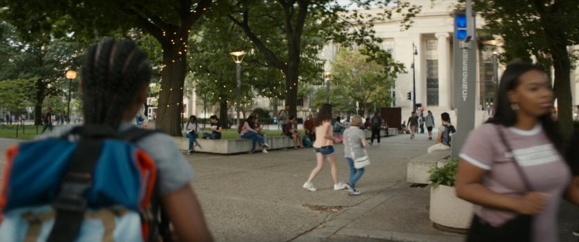 A busy quad at the MIT campus.
