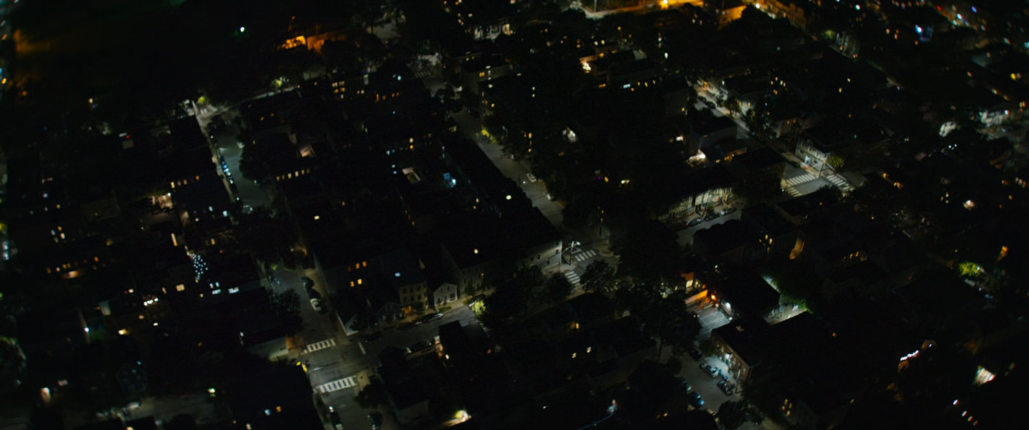 Nighttime aerial view of Cambridge, Massachusetts.