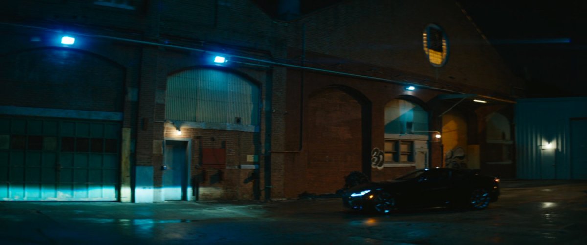 Boston warehouse at night.