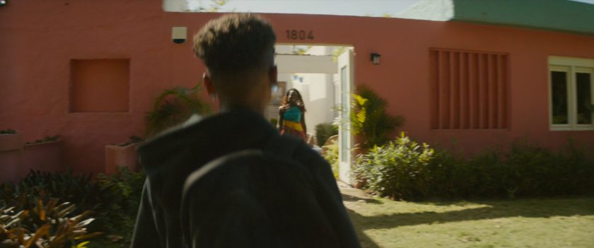 Shuri walks towards a house near the beach.