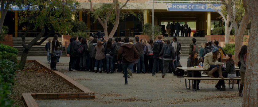 A gathering of students in the school quad.