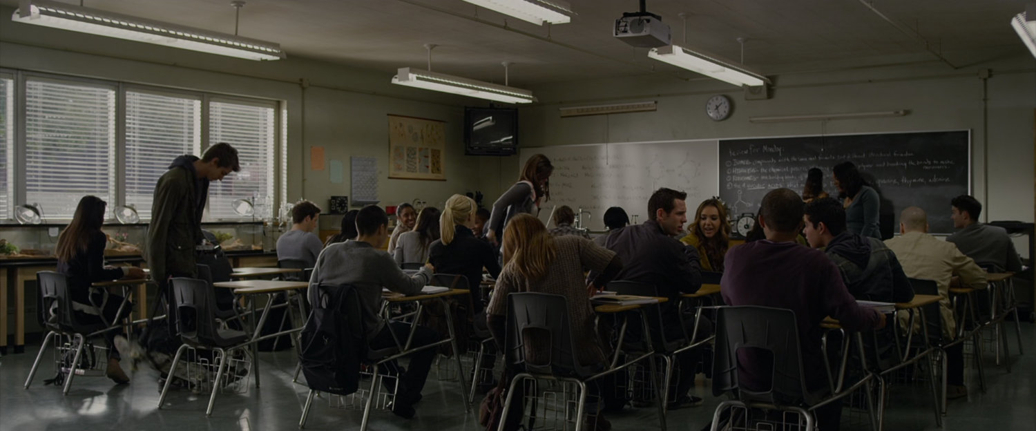 Interior of school classroom.