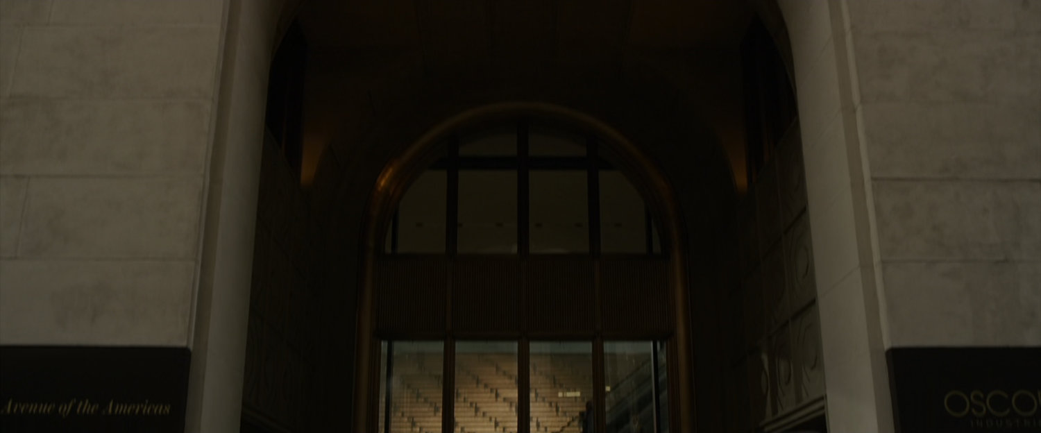 Exterior of Oscorp entrance.