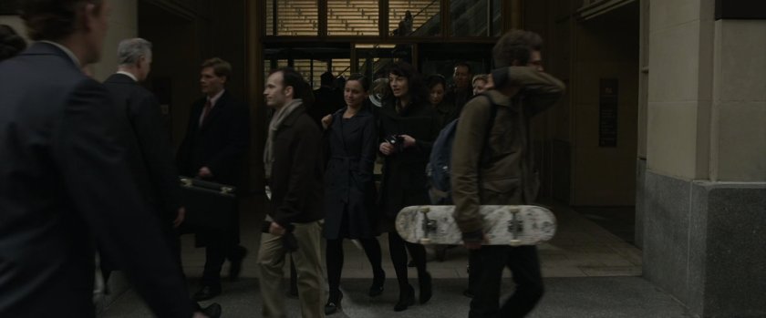 Peter Parker outside of Oscorp entrance.