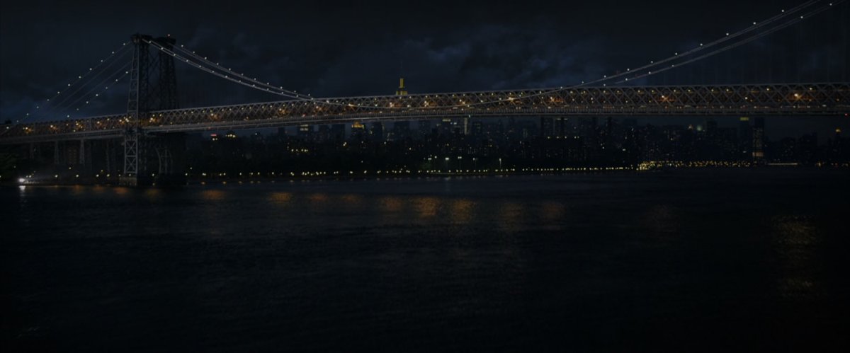 The Williamsburg Bridge at night.