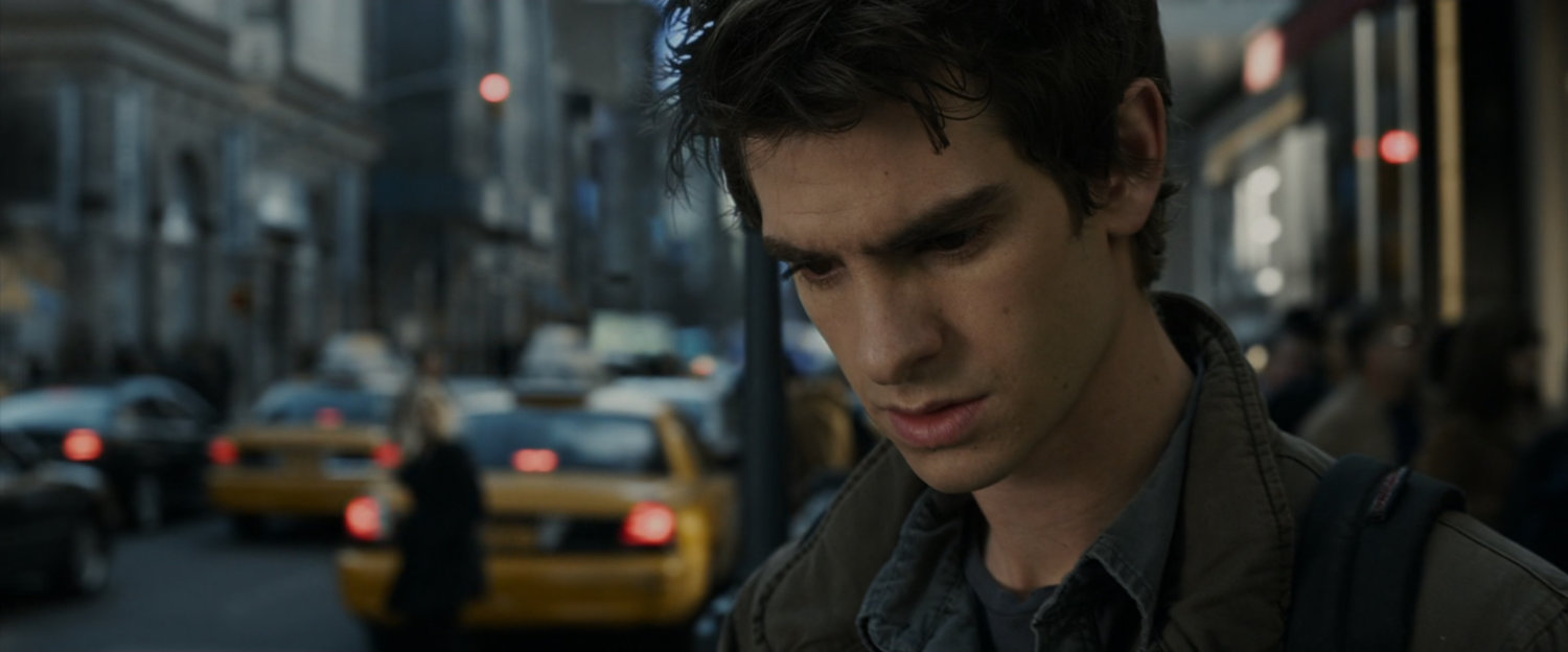 Peter Parker on sidewalk near 38th Street in New York.