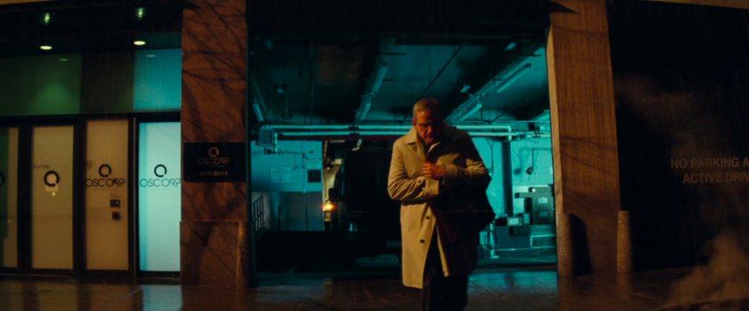 Richard Parker walks out of Oscorp Tower.