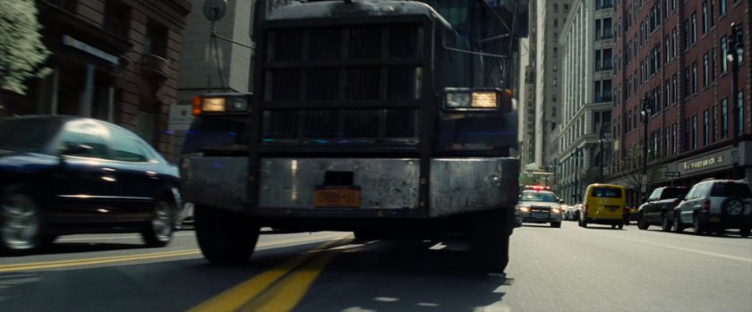 Close-up of tow truck on streets of New York.