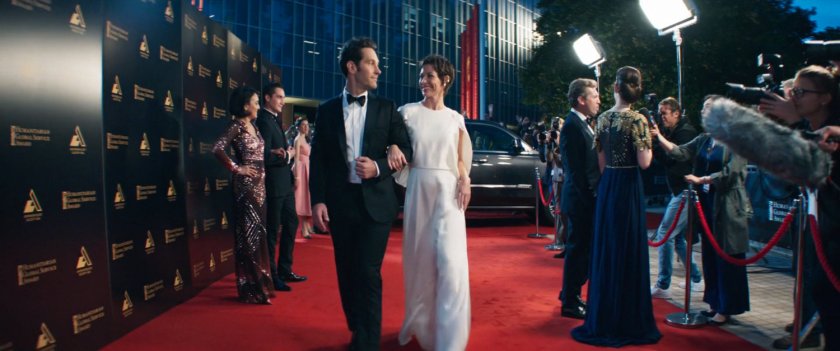 Scott Lang and Hope Van Dyne on the red carper of an event.