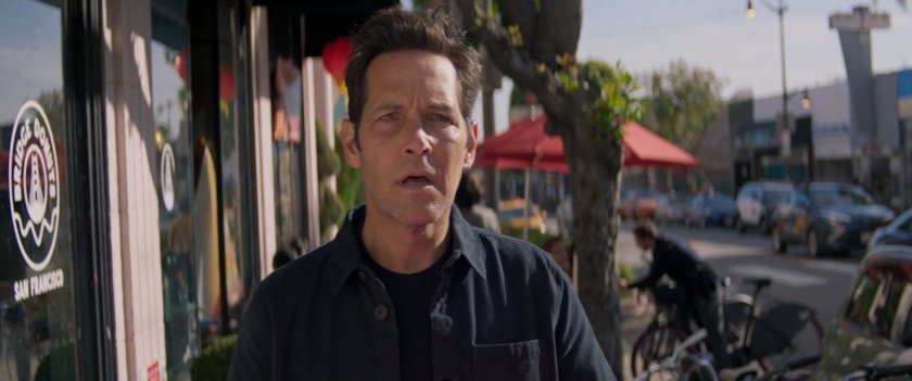 Scott Lang looking shocked on a San Francisco sidewalk.