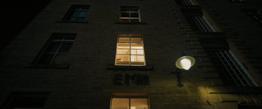 Exterior of a Moscow building at night