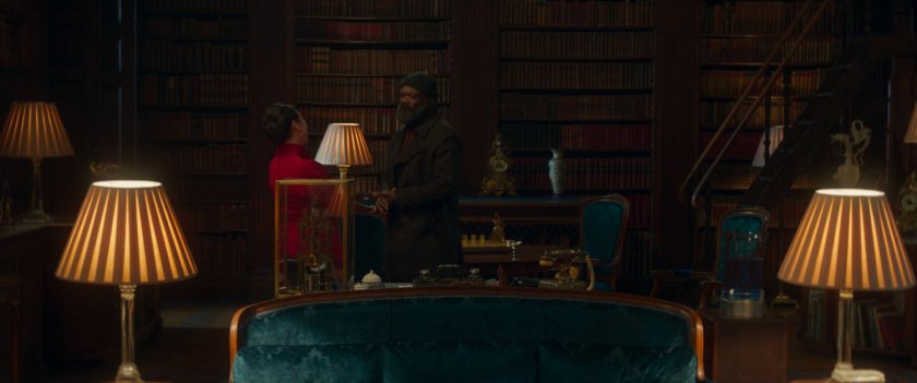 Sonya Falsworth and Nick Fury in an ornate study.