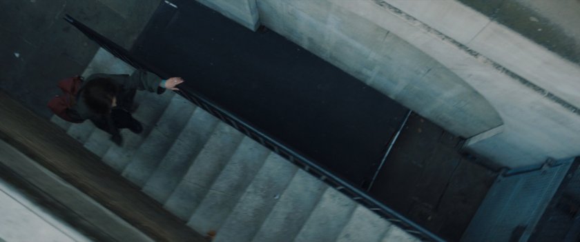 G'iah ascending stairs.