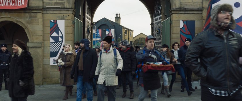 Crowds enter Russian square for the Unity Day festival.