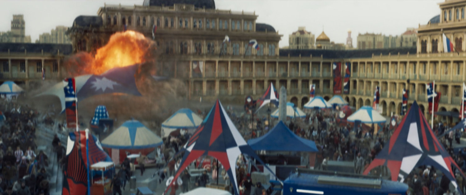 Explosions rock the crowds in a Russian Square during Unity Day festival.