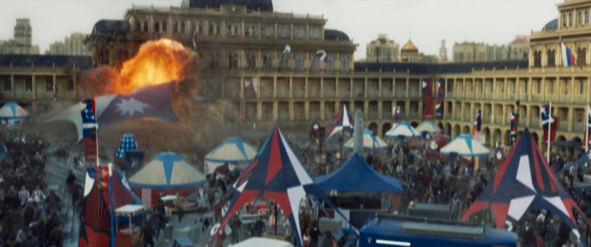 Explosions rock the crowds in a Russian Square during Unity Day festival.