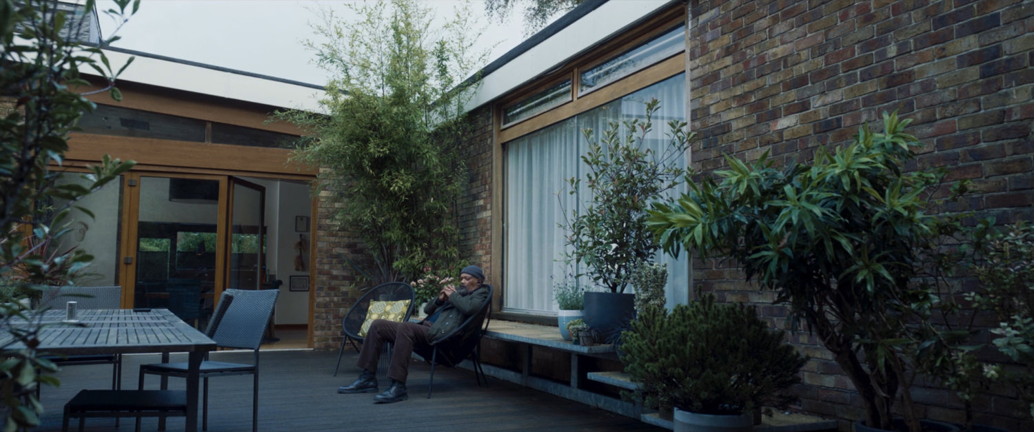 Nick Fury on the back deck of his house in London.