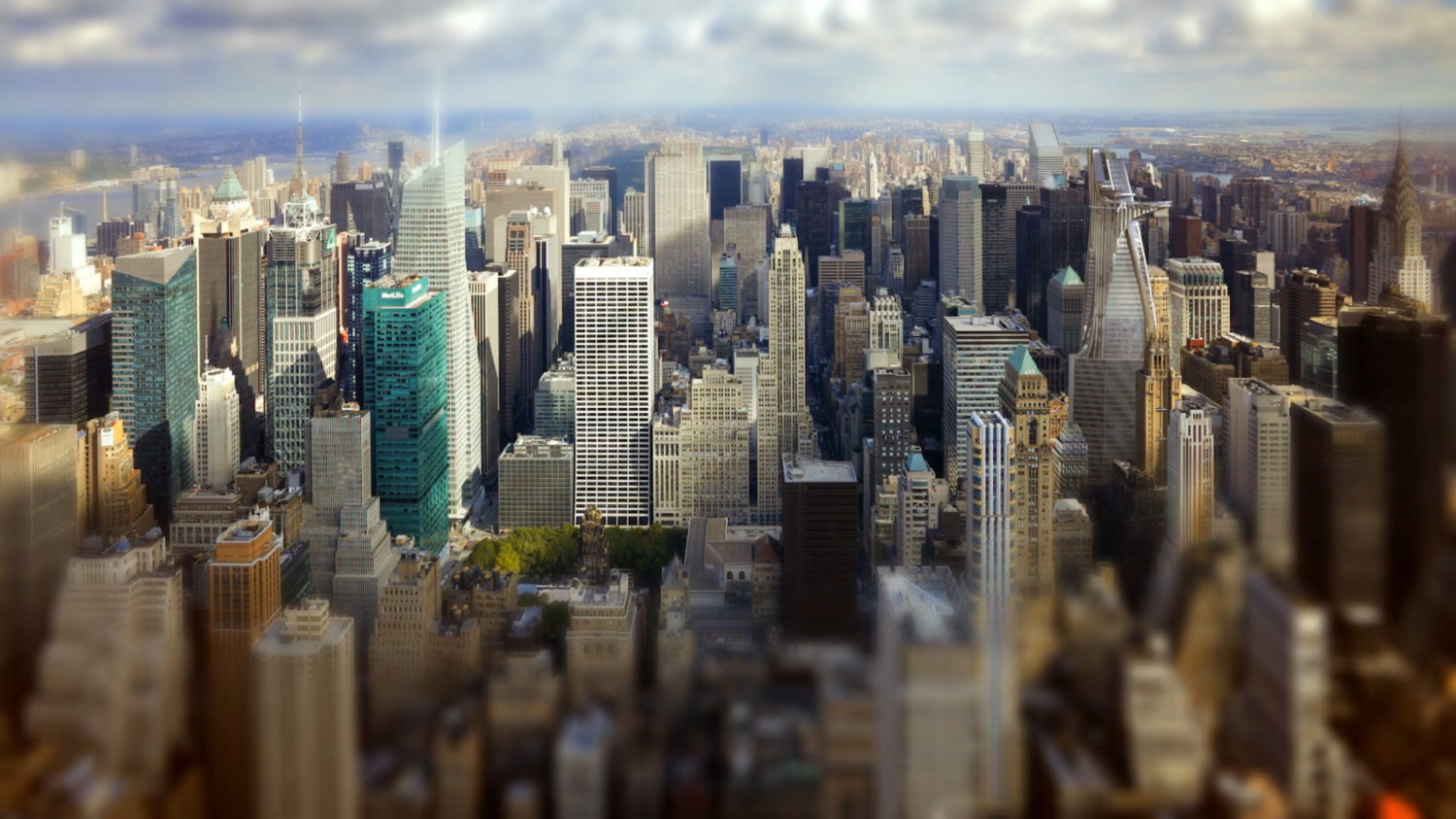 Establishing aerial shot New York City.