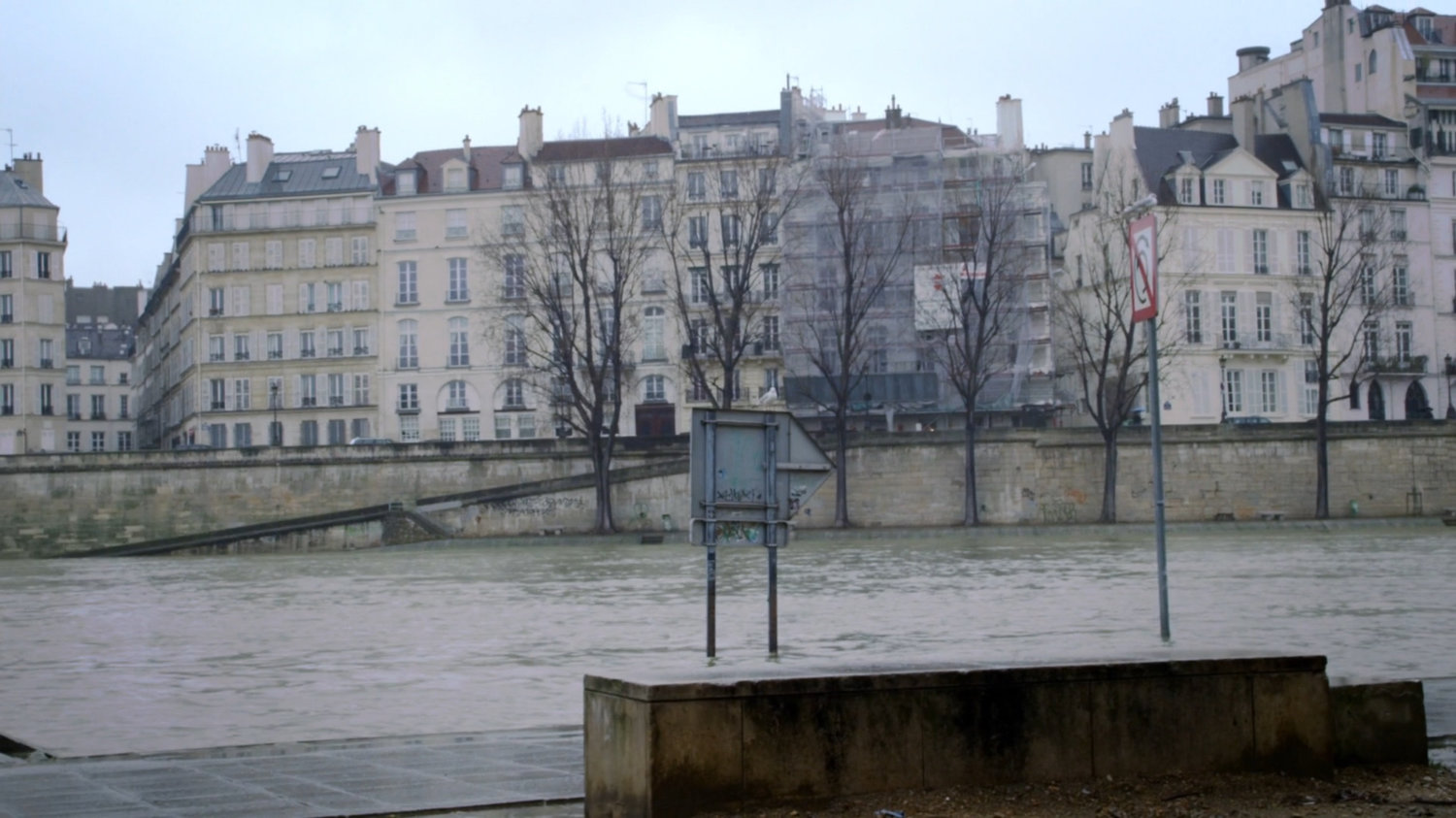 Buildings along the Seine river in Paris.