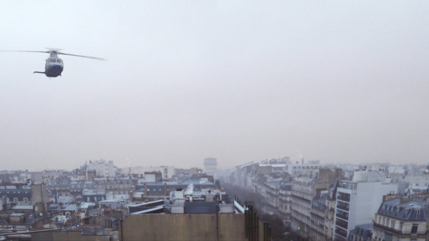 Helicopter over Paris, France.