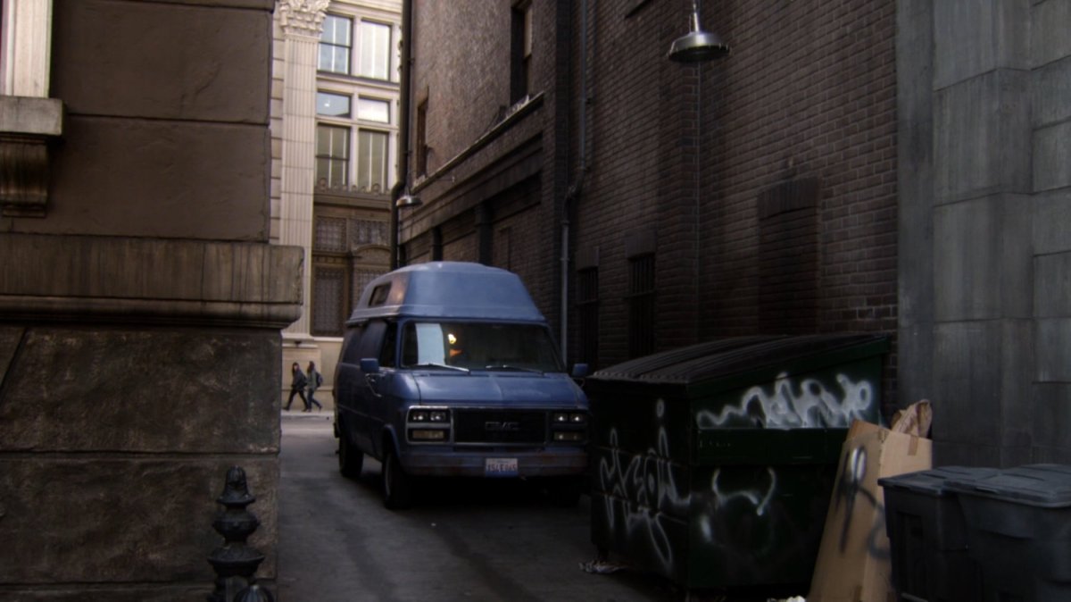 Skye's van parked in narrow Los Angeles alley.