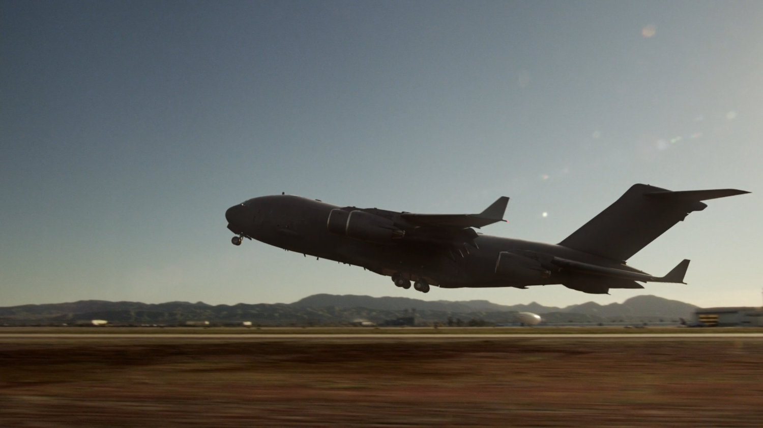 The Bus lifting off from runway.