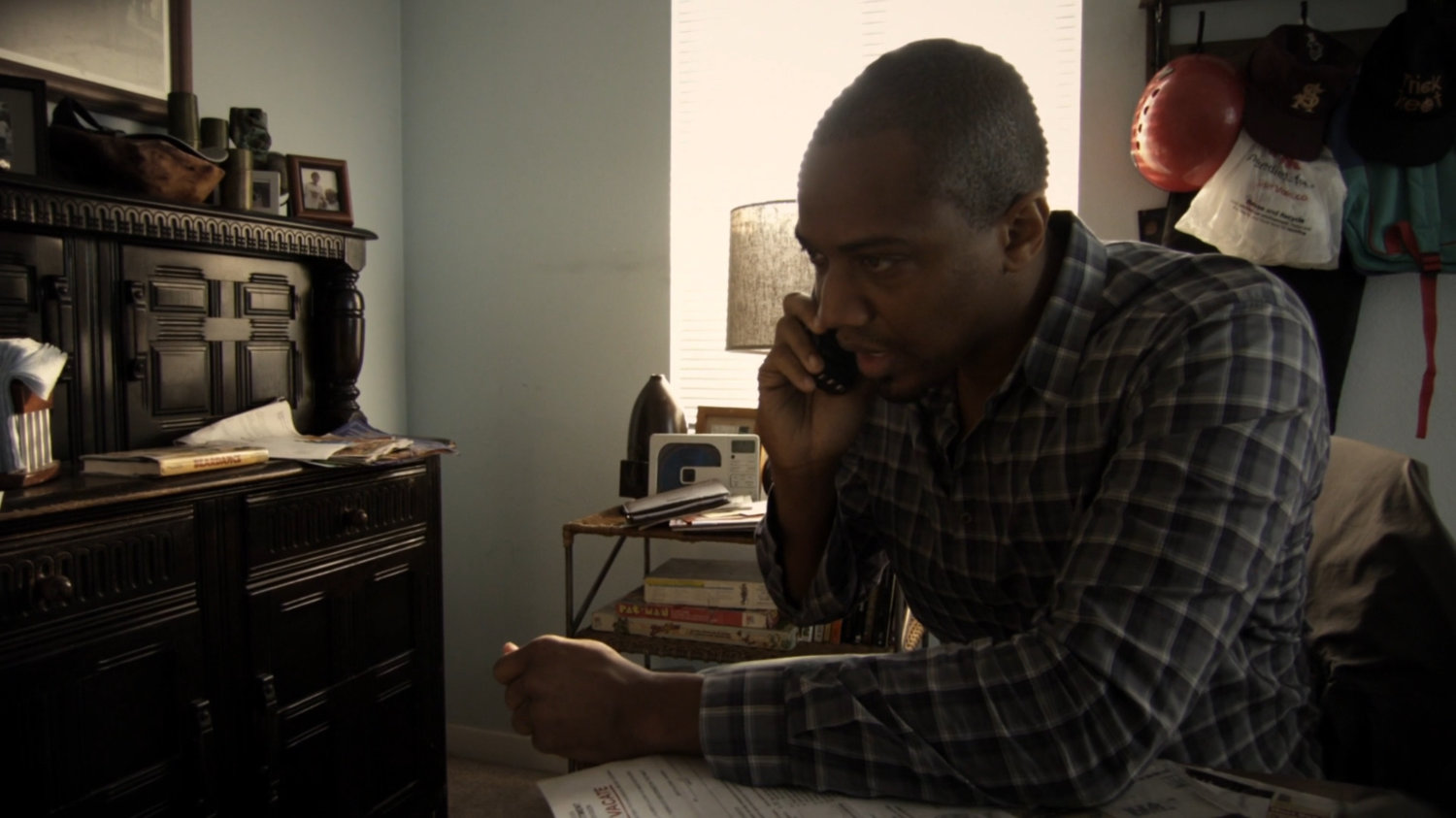 Mike Peterson in his apartment.
