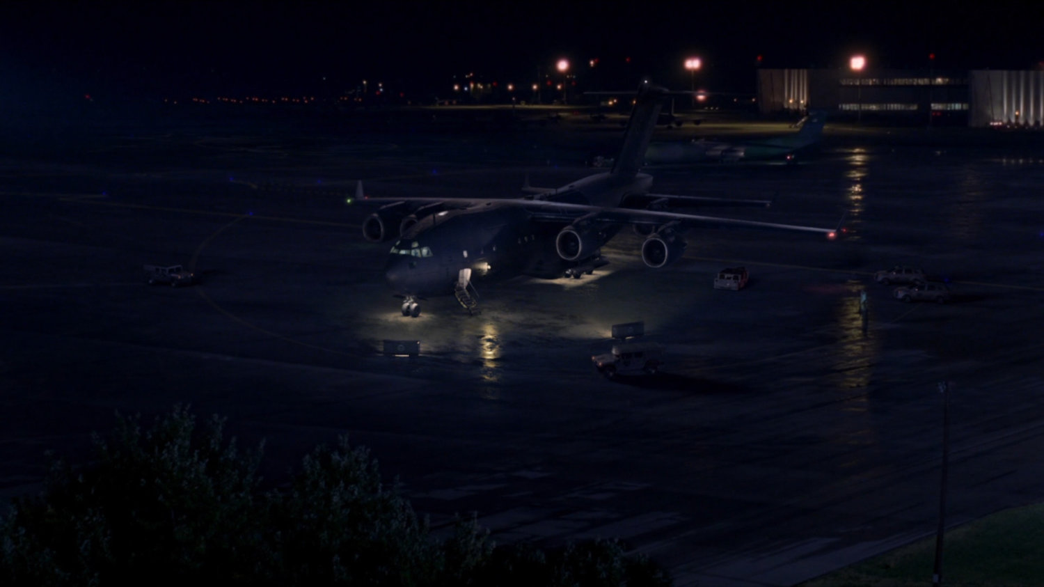 The Bus parked on a Los Angeles airfield.