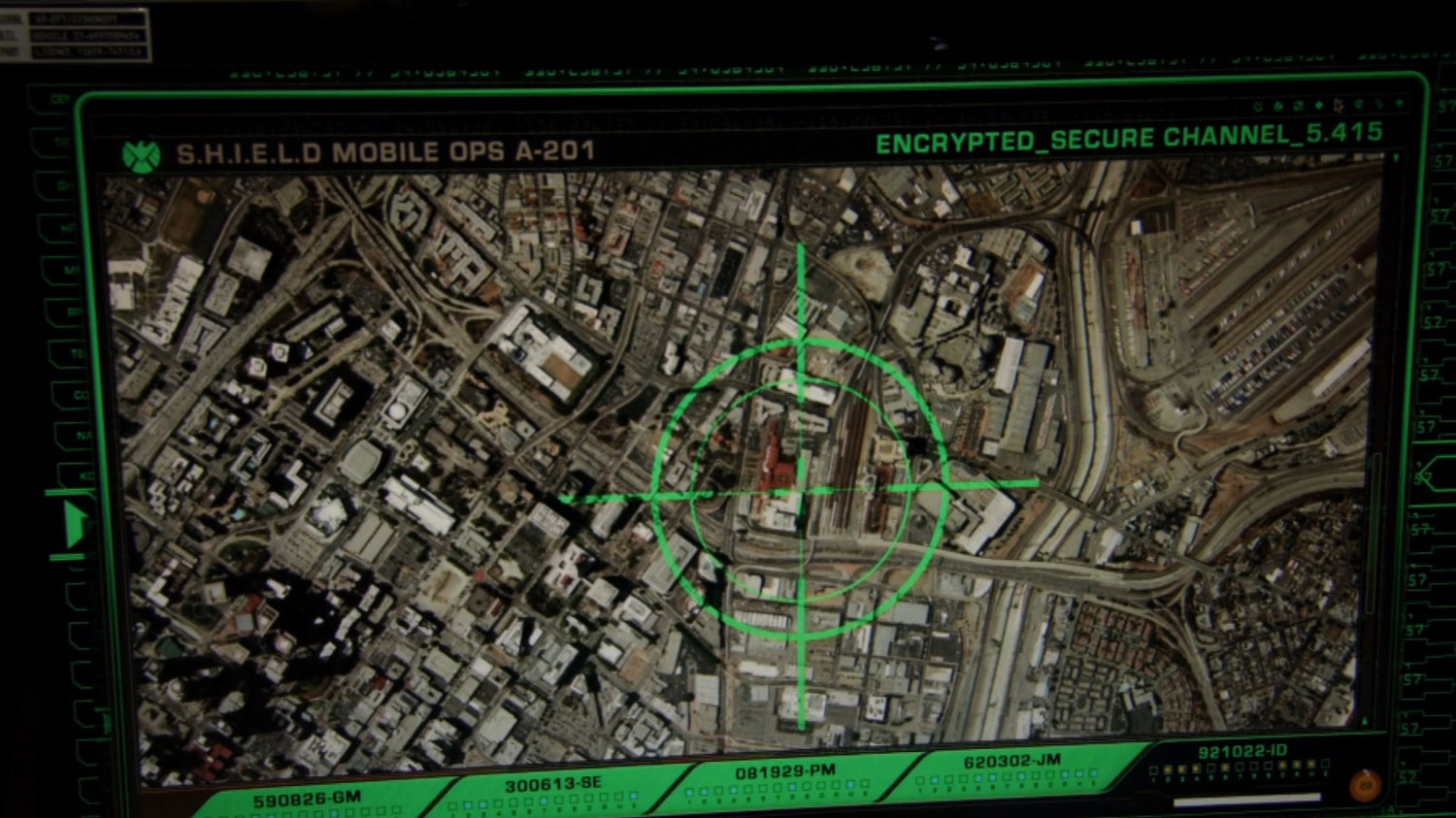 Computer screen graphic showing satellite image of Union Station.