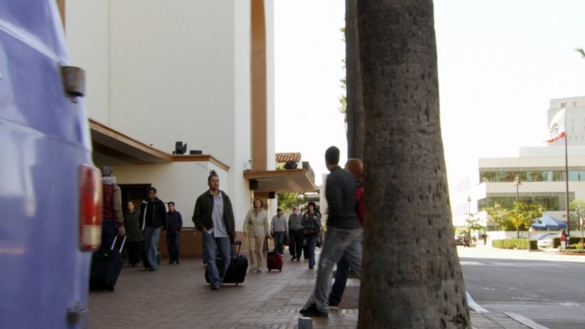 Exterior of Los Angeles Union Station entrance.