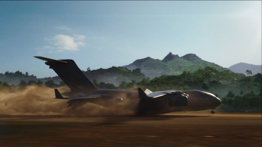The Bus landing on a Peruvian airfield.