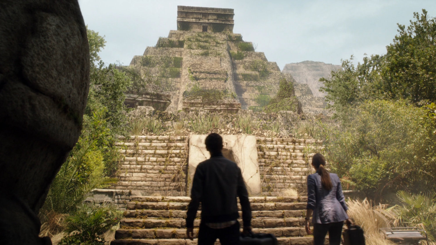 Fitz and Simmons in front of Incan pyramid.