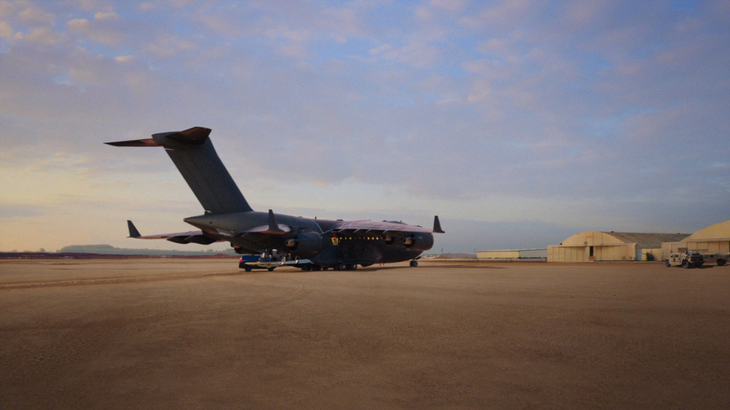 The Bus parked at The Slingshot, a desert airfield.