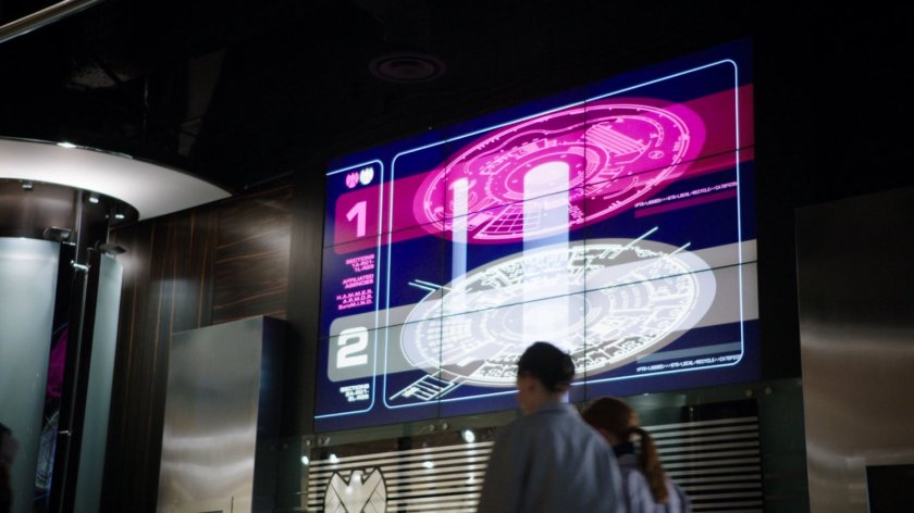 Map display of The Hub on a wall panel.