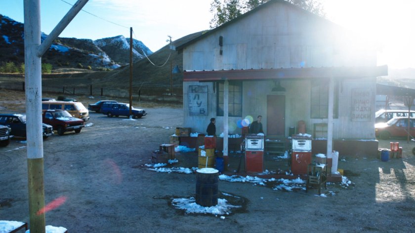 Fitz and Ward outside a Caucasus Mountain bar/club.