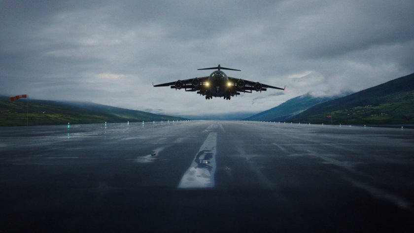 Th Bus makes its approach to an Irish Airfield.