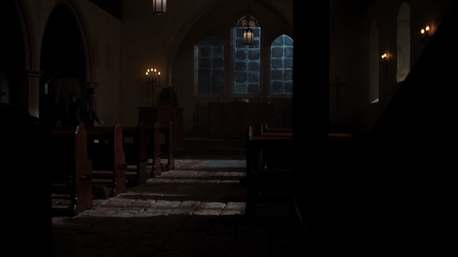Dark interior of Irish Monastery.