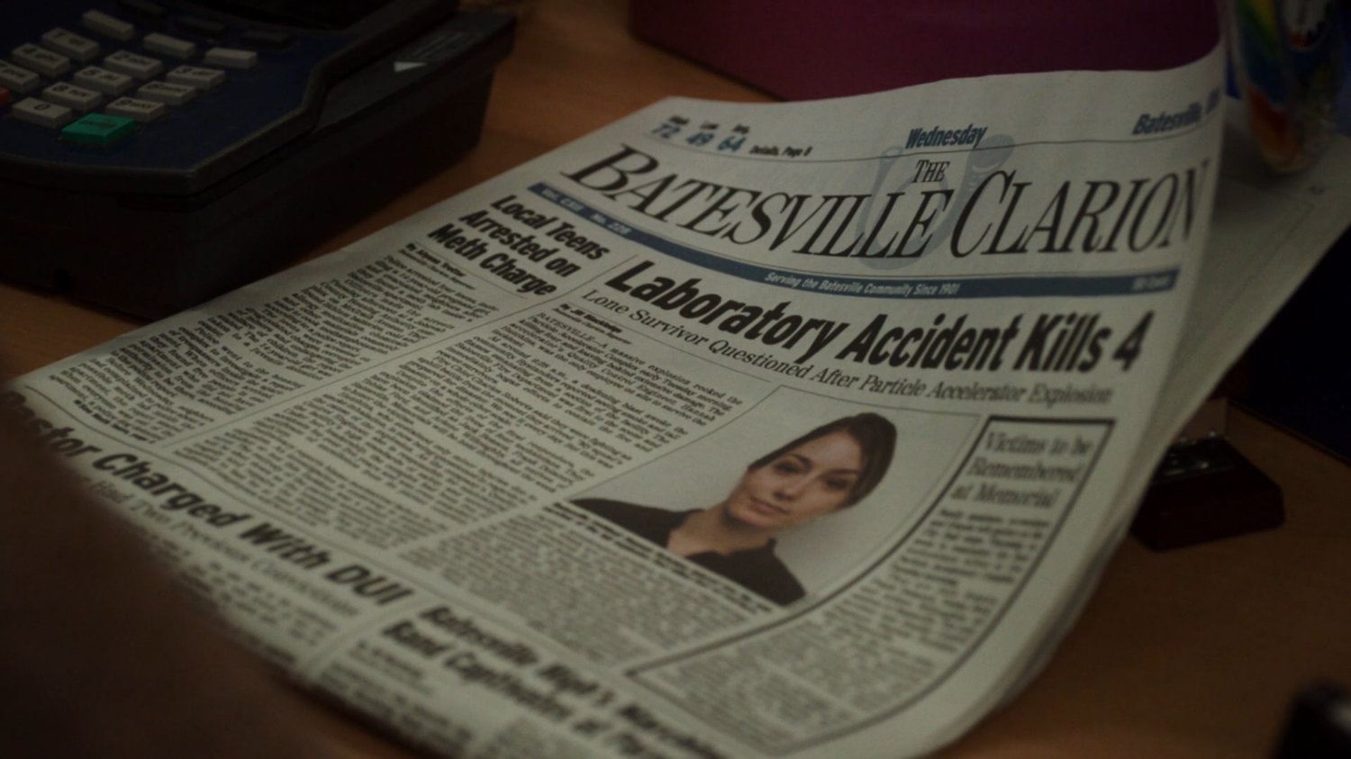 The Batesville Clarion newspaper with headline about a Laboratory Accident Kills 4.