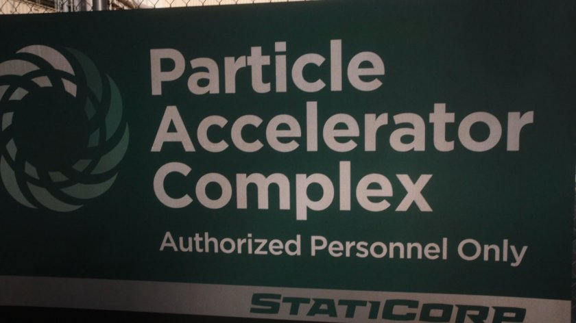 Close up of a the Particle Accelerator Complex sign.