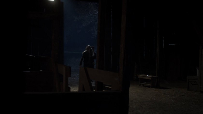 May and Skye enter an old barn.