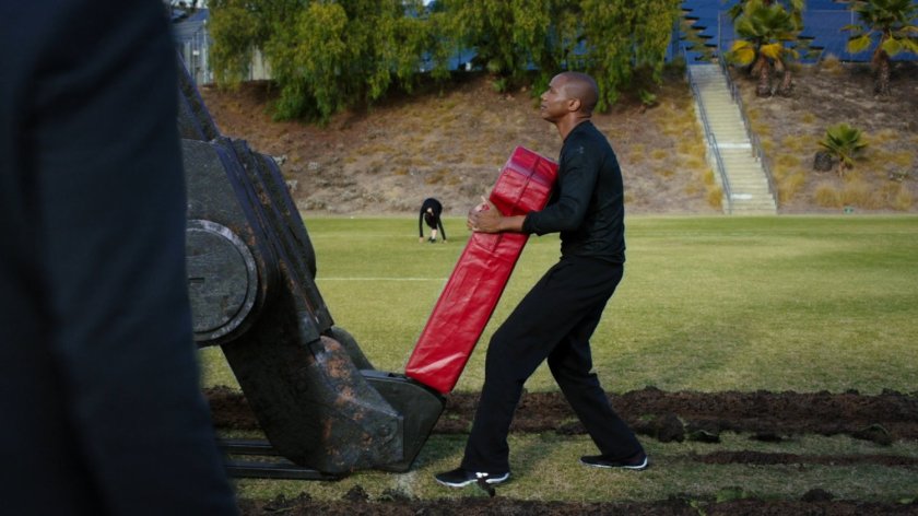 Mike Peterson on SHIELD athletic field.