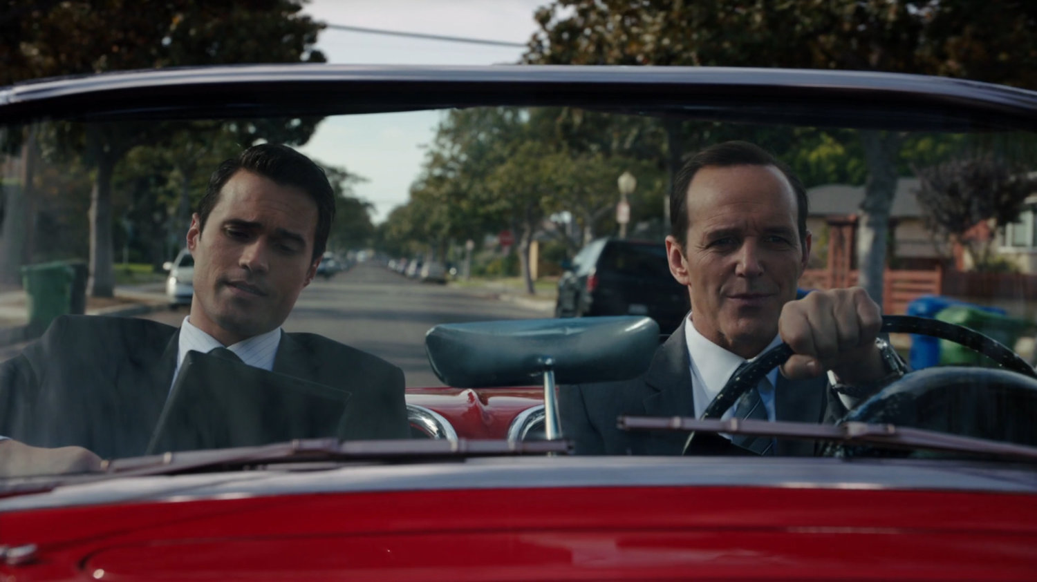 Coulson and Ward driving in car near University of Ohio.