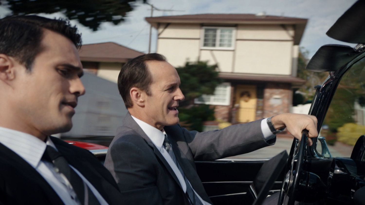 Coulson and Ward driving in car near University of Ohio.