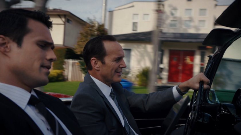 Coulson and Ward driving in car near University of Ohio.