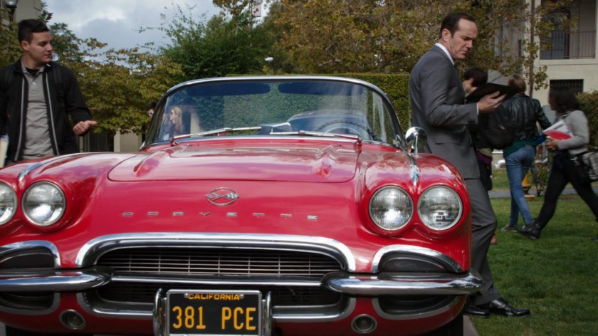 Coulson leans against Lola on University of Ohio campus.