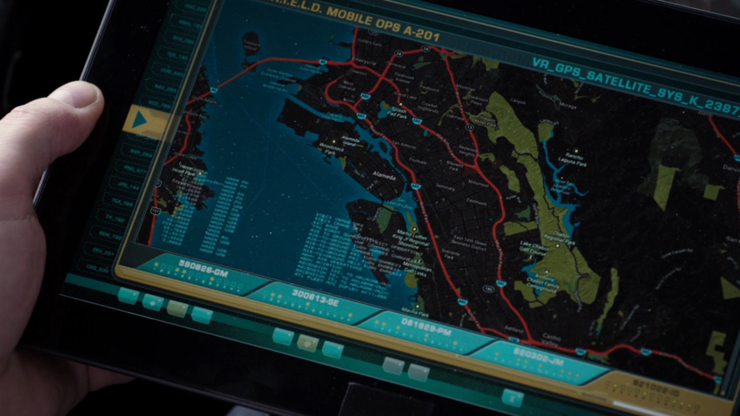 Map of Oakland, California on a tablet screen.