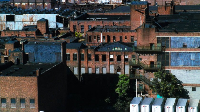 Aerial view of Oakland warehouse complex.