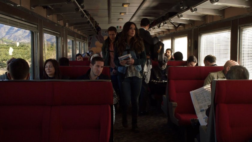 Skye on an Italian train.