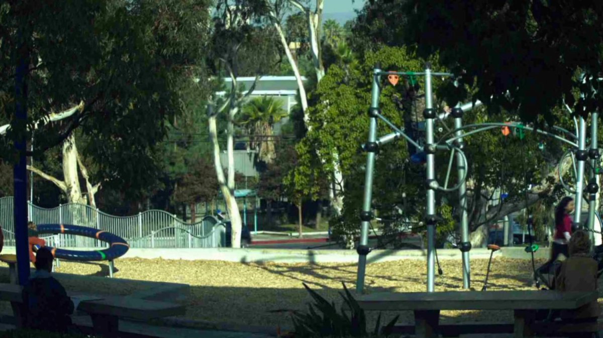 Kids playing on Los Angeles playground.