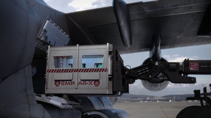 Medpod being loaded on The Bus at a Swiss airfield.